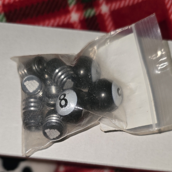 Black and White 8 Ball Tire Valve Caps - Picture 3 of 3